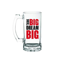 Sublimation Printed Clear Beer Mug With Big Dream Big! Printed Unique Beer Mug