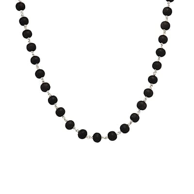 Silver Tied Wooden Beads Mala(Black)