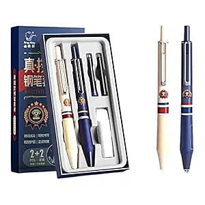 Fountain Pen for Students, Iridium Tip Nib Refillable Click 2 Pcs Fountain Pen with 6 Refill