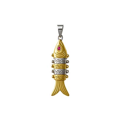 Sterling Silver Fish Pendant | Golden colour Finish