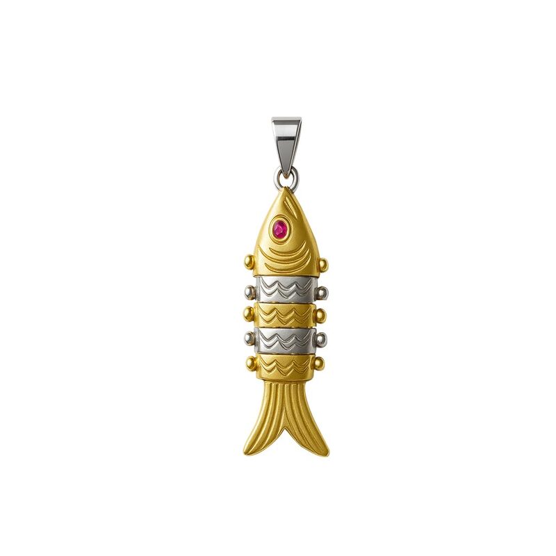 Sterling Silver Fish Pendant | Golden colour Finish Sterling Silver Fish Pendant | Golden colour Finish