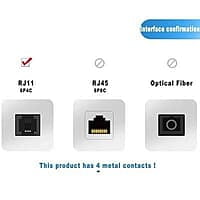 Telephone Modem Line Cable RJ11 4 Core (Compatible with Landline Phone, Line Cable, Black ) - 6m Telephone Modem Line Cable RJ11 4 Core (Compatible with Landline Phone, Line Cable, Black ) - 6m