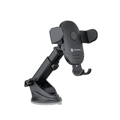 Portronics Clamp M2 Adjustable Car Mobile Phone Holder Stand for Dashboard & Windshield, 360° Rotational, Strong Suction Cup, Compatible with 4 to 6 inch Devices