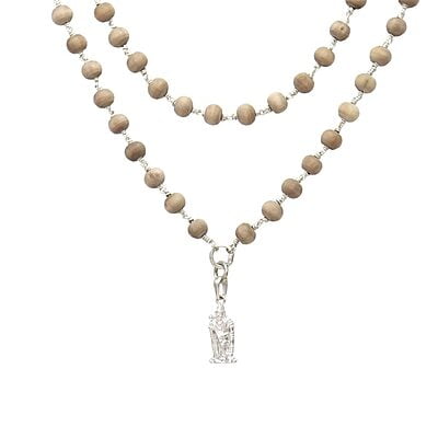 Silver Tied Tulsi Mala/Chain with murugan pendant