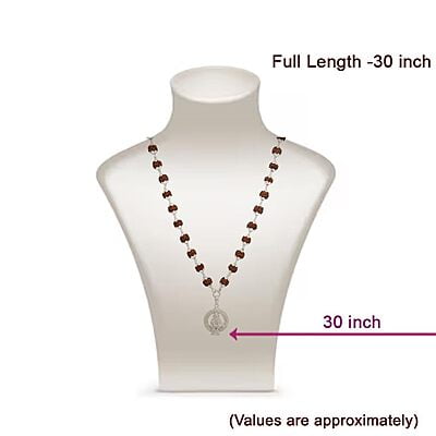 Silver Caped Rudraksha Mala/Chain with Iyyappan Pendent/Dollar