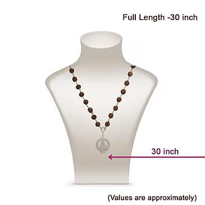 Silver Tied Rudraksha Mala/Chain with Ayyappan Pendent/Dollar