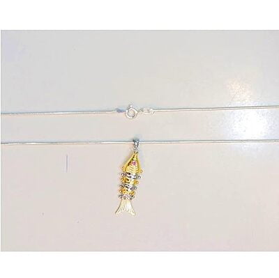 Sterling Silver Fish Pendant | Golden colour Finish