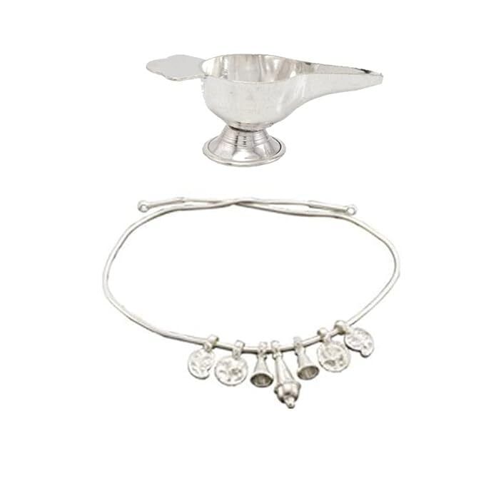 Sterling silver gift set for Born Babies-(Hip chain/Arunaakodi, Feeder/Paladai) Sterling silver gift set for Born Babies-(Hip chain/Arunaakodi, Feeder/Paladai)