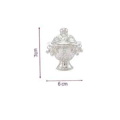 Kumkum Dabbi Silver Traditiona ghugroos haldi Sindoor Dabbi Perfect Wedding Gift (39g) Kumkum Dabbi Silver Traditiona ghugroos haldi Sindoor Dabbi Perfect Wedding Gift (39g)