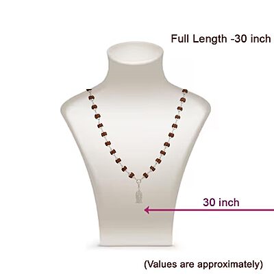 Silver Five Face Rudraksha Mala with Murugan Pendant Silver Five Face Rudraksha Mala with Murugan Pendant