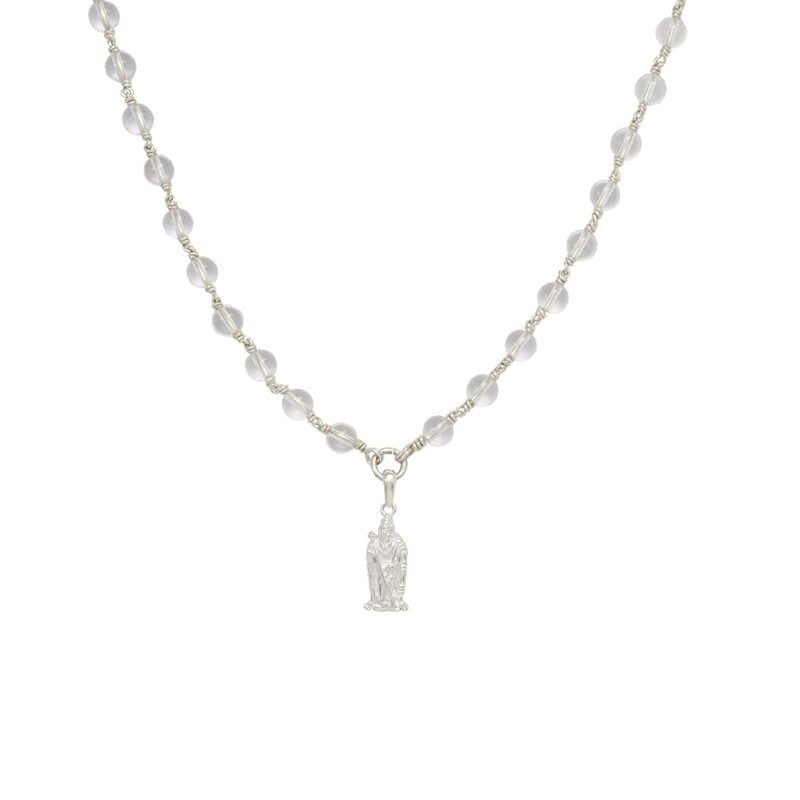 Silver Tied Spatik Mala with Murugan Pendent/Dollar