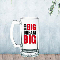 Sublimation Printed Clear Beer Mug With Big Dream Big! Printed Unique Beer Mug