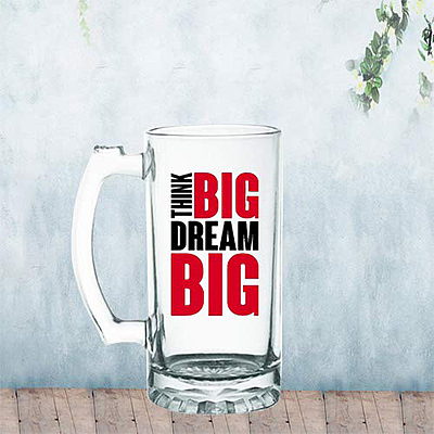 Sublimation Printed Clear Beer Mug With Big Dream Big! Printed Unique Beer Mug Sublimation Printed Clear Beer Mug With Big Dream Big! Printed Unique Beer Mug