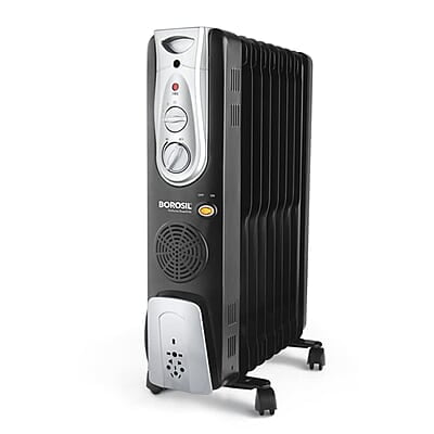 Borosil Volcano 9 Fin OFR | 3 Power Heating Mode, 2400W Oil Filter Filled Radiator Room Heater | Noiseless Operation, PTC Fan | 2 Years Warranty, Black Borosil Volcano 9 Fin OFR | 3 Power Heating Mode, 2400W Oil Filter Filled Radiator Room Heater | Noiseless Operation, PTC Fan | 2 Years Warranty, Black