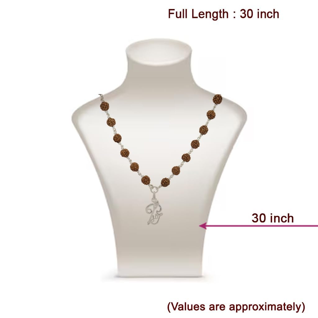 Original Rudraksha Mala in Silver with Om Pendant | Certified