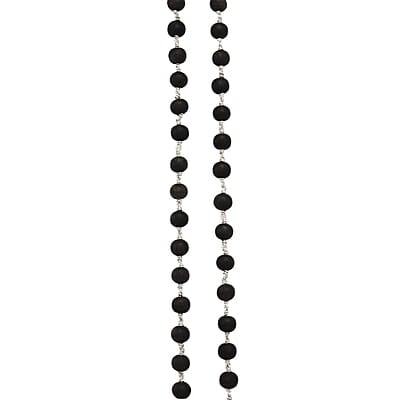 Silver Tied Wooden Beads Mala(Black)