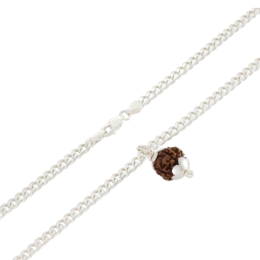 Sterling Silver Curb Chain with Velli Capped Rudraksha Pendant (92.5% clarity) Sterling Silver Curb Chain with Velli Capped Rudraksha Pendant (92.5% clarity)
