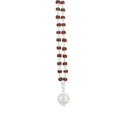 925 Silver Tied Rudraksha Mala Ruthratcham |Ayyappan Pendant Silver ,Certified