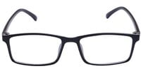 Unisex Large Rectangular Spectacle Frame. Gloss Black Color Frame. Transparent ARC Lens.