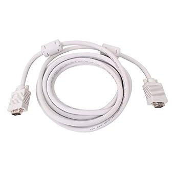 VGA Male to Male 15-Pin Cable/Adapter for PC, Monitor, Projector, Laptop, TV, LCD/LED (White)