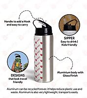 Printed Magic: 600ml Aluminum Sipper Bottle – Fun, Durable,