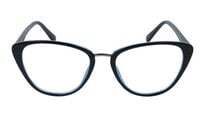 Female Cat Eye Spectacle Frame. Glossy Black & Blue Color Frame. Transparent ARC Lens. Female Cat Eye Spectacle Frame. Glossy Black & Blue Color Frame. Transparent ARC Lens.
