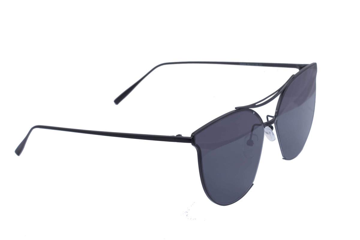 Unisex Oversized Sunglasses. Black Color Metal Frame. UV Protected Black Color Flat Lens.