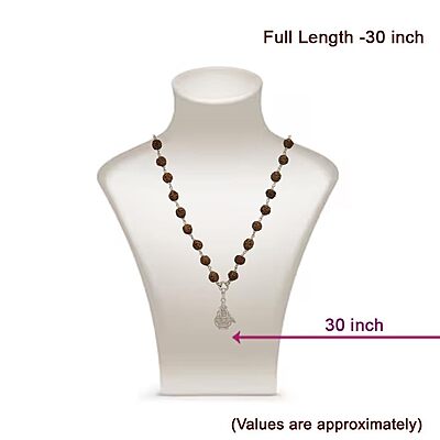 925 Silver Tied Rudraksha Mala Ruthratcham |Arch Ayyappan Pendant Silver ,Certified