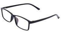 Unisex Large Rectangular Spectacle Frame. Gloss Black Color Frame. Transparent ARC Lens. Unisex Large Rectangular Spectacle Frame. Gloss Black Color Frame. Transparent ARC Lens.