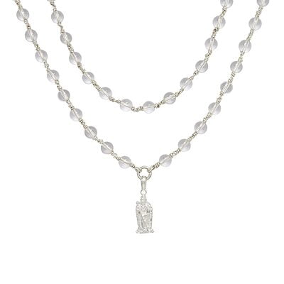 Silver Tied Spatik Mala with Murugan Pendent/Dollar