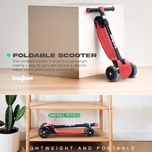 Baybee Zoomie Foldable Kick Scooter for Kids-Red Baybee Zoomie Foldable Kick Scooter for Kids-Red