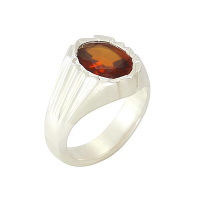 Sterling Silver Ring with natural Hessonite Stone Sterling Silver Ring with natural Hessonite Stone