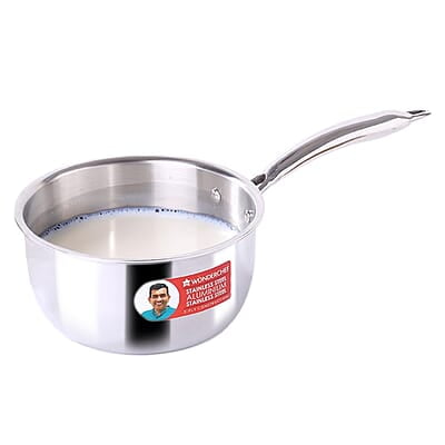 Wonderchef Nigella Tri-Ply 18 cm Sauce Pan 2.2 Liters 2.5 mm Thickness Silver Wonderchef Nigella Tri-Ply 18 cm Sauce Pan 2.2 Liters 2.5 mm Thickness Silver