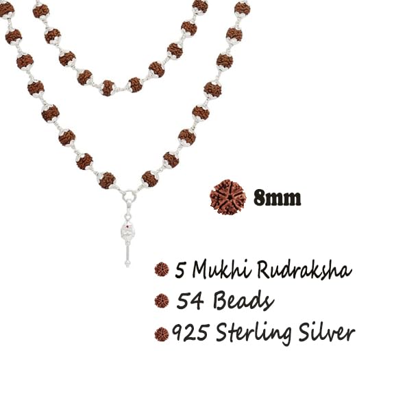 Original Rudraksha Mala in Silver with Vel Pendant Certified Original Rudraksha Mala in Silver with Vel Pendant Certified