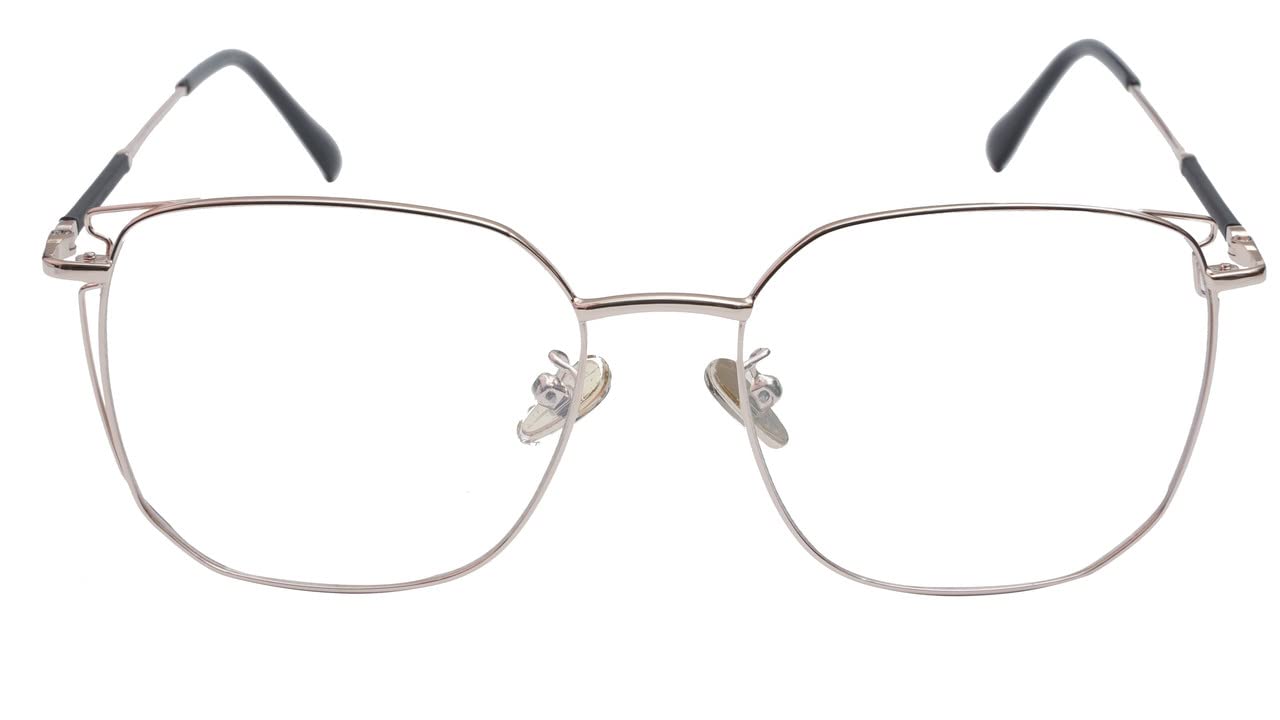 Unisex Medium Square Spectacle Frame. Rose Gold Metal Frame
