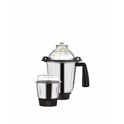 Borosil Silverline Mixer Grinder For Wet/Dry Mixing & Grinding | 750 Watts | 3 Steel Jars (400 ml Chutney Jar, 1.5 L Blending Jar, 1.2 L Dry/Wet Grinding Jar) | Mixie For Kitchen | 2 Years Warranty