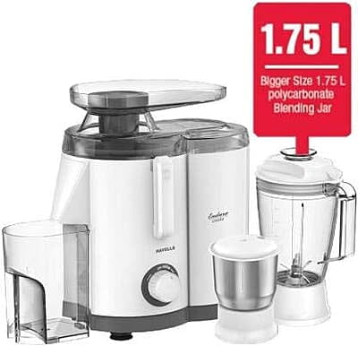 Havells ABS Plastic Endura Cresta Juicer Mixer Grinder, 500W, 3 Jars
