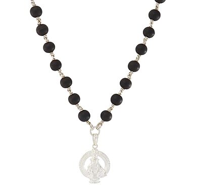 Original Karungali Mala with Silver Ayyappan Pendant – Spiritual Black Wood Mala