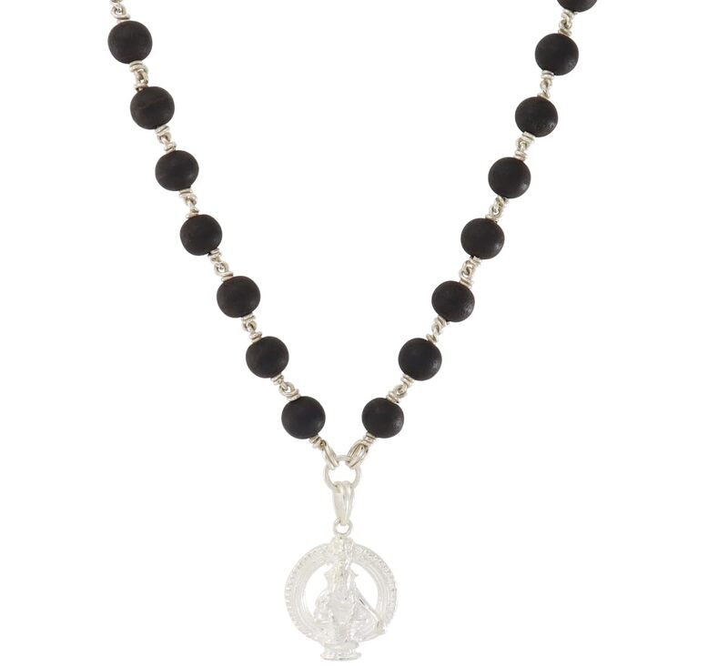Original Karungali Mala with Silver Ayyappan Pendant – Spiritual Black Wood Mala