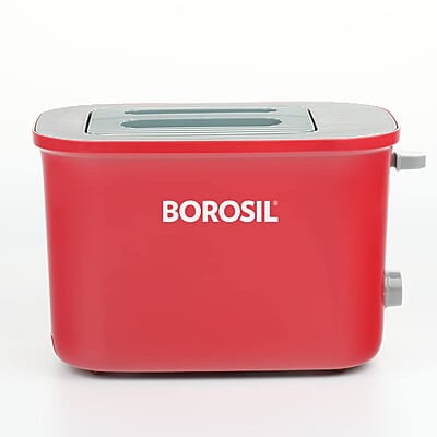 Borosil Krispy Pop-up Toaster, 2-Slice Toaster, 7 Browning Settings, Removable Crumb Tray, 800 W, Red