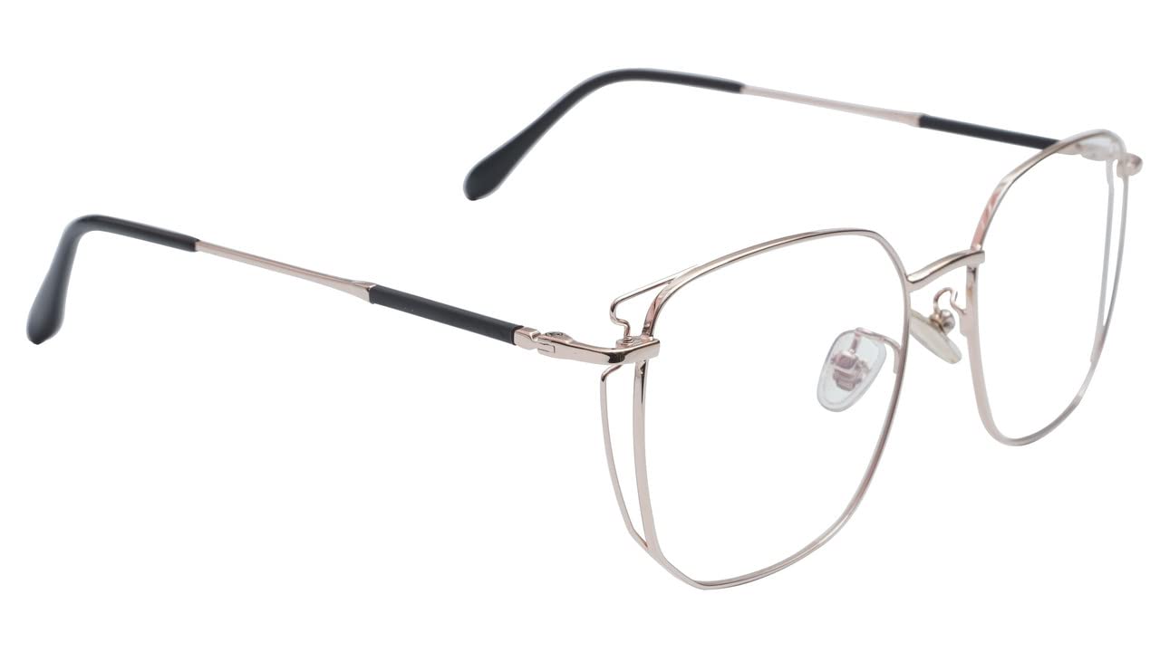 Unisex Medium Square Spectacle Frame. Rose Gold Metal Frame