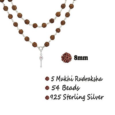 Original Rudraksha Mala in Silver with Vel Pendant Certified Original Rudraksha Mala in Silver with Vel Pendant Certified