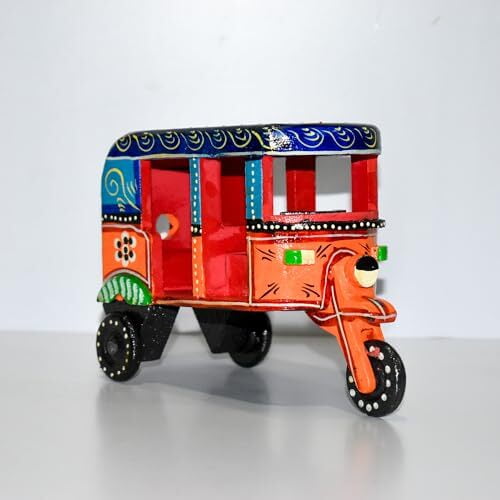 Hand painted pull toy rikshaw home decor gift play item