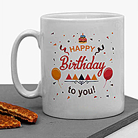 Happy Birthday to You Printed Ceramic Coffee Mug with Coaster