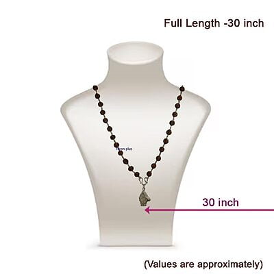 Silver Tied Rudraksha Mala/Chain with Lord Ayyapan Pendant,Traditional
