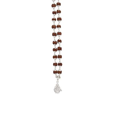 925 Silver Tied Rudraksha Mala Ruthratcham |Arch Ayyappan Pendant Silver ,Certified