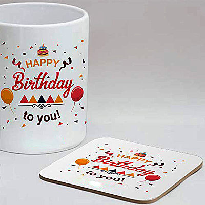 Happy Birthday to You Printed Ceramic Coffee Mug with Coaster Happy Birthday to You Printed Ceramic Coffee Mug with Coaster