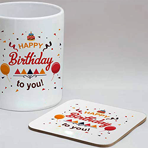 Happy Birthday to You Printed Ceramic Coffee Mug with Coaster Happy Birthday to You Printed Ceramic Coffee Mug with Coaster