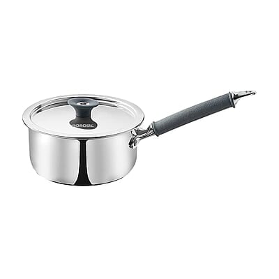 Borosil Cookfresh Tri-ply Stainless Steel Sauce Pan with Lid, Induction Friendly Tea Pan, 1.5 L, 16 cm Dia Borosil Cookfresh Tri-ply Stainless Steel Sauce Pan with Lid, Induction Friendly Tea Pan, 1.5 L, 16 cm Dia