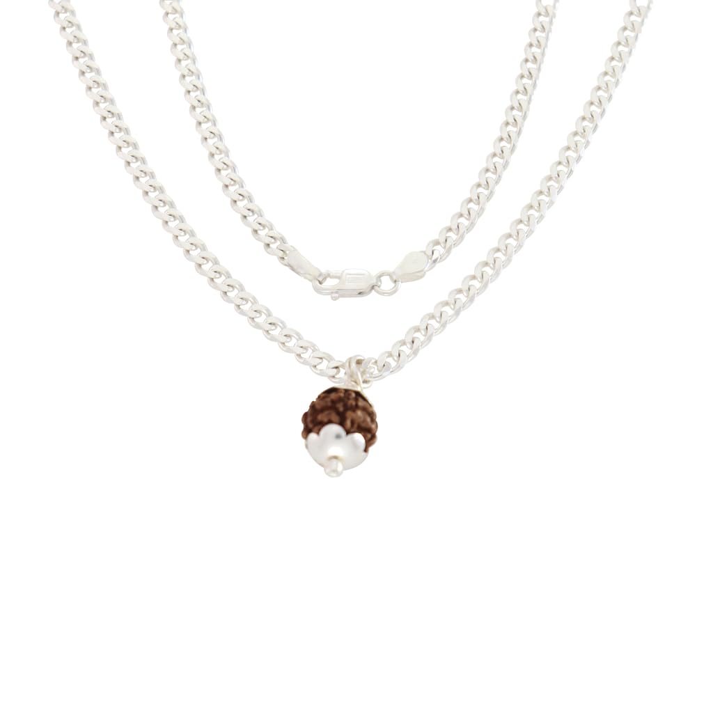 Sterling Silver Curb Chain with Velli Capped Rudraksha Pendant (92.5% clarity) Sterling Silver Curb Chain with Velli Capped Rudraksha Pendant (92.5% clarity)